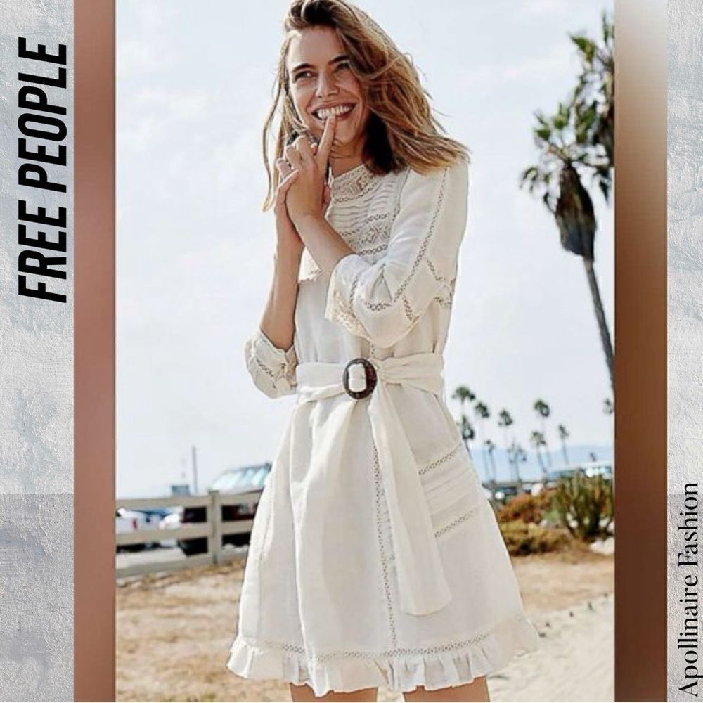 FREE PEOPLE LUISA MINI DRESS IN LINEN MEDIUM NWOT